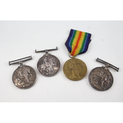 446 - WW1 Medals x 4 Named 329462 Gnr M.E Foster R.A Victory 240864 Pte R. Cock etc