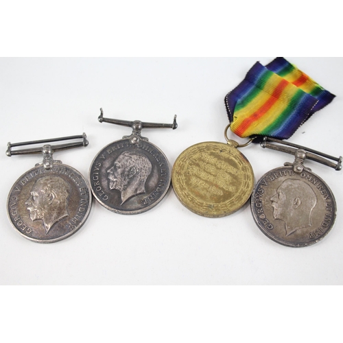 446 - WW1 Medals x 4 Named 329462 Gnr M.E Foster R.A Victory 240864 Pte R. Cock etc