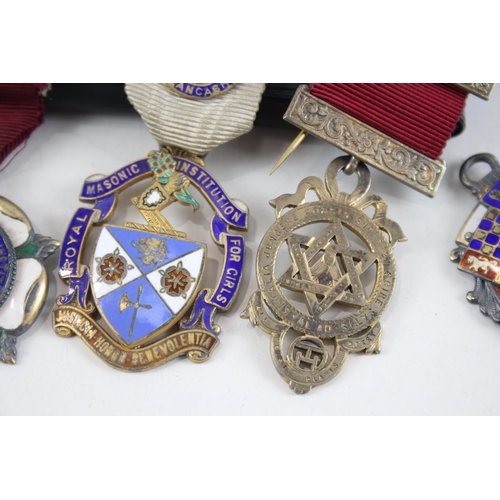 448 - Sterling Silver Masonic Jewels x 4 inc. Royal Arch Benevolent Fund 89g