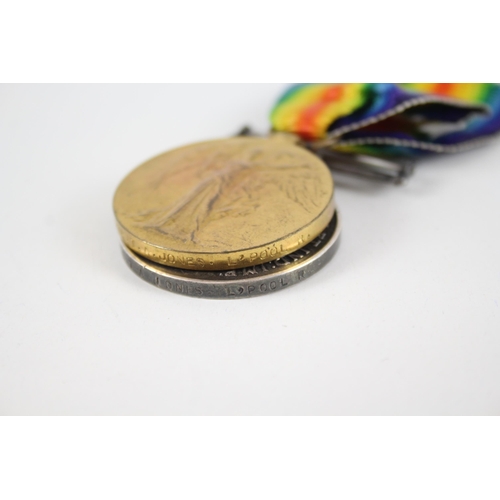 450 - WW1 Medal Pair Named 74615 Pte T.A Jones Liverpool Regt