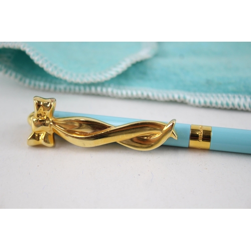 535 - TIFFANY & CO. Blue Enamel & Gold Plated Ballpoint Pen / Biro