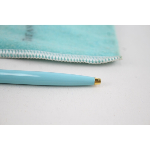 535 - TIFFANY & CO. Blue Enamel & Gold Plated Ballpoint Pen / Biro