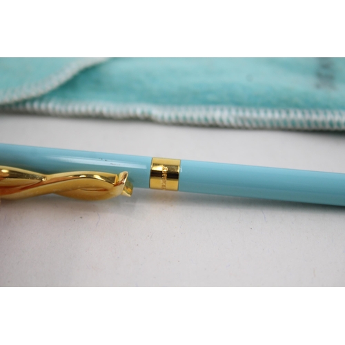 535 - TIFFANY & CO. Blue Enamel & Gold Plated Ballpoint Pen / Biro