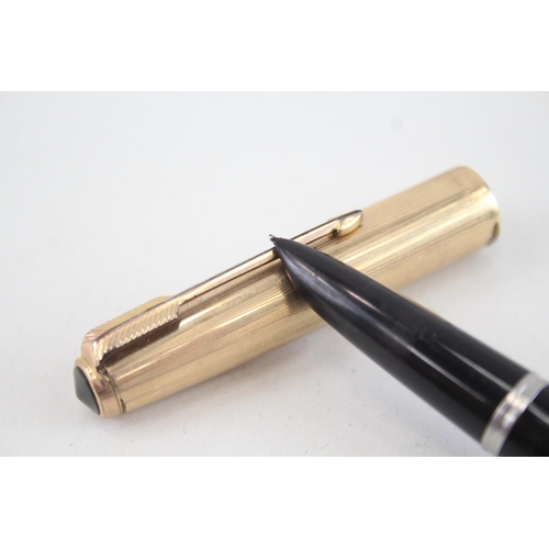 538 - Vintage Parker 51 Black Fountain Pen w/ 14ct Gold Nib WRITING Boxed