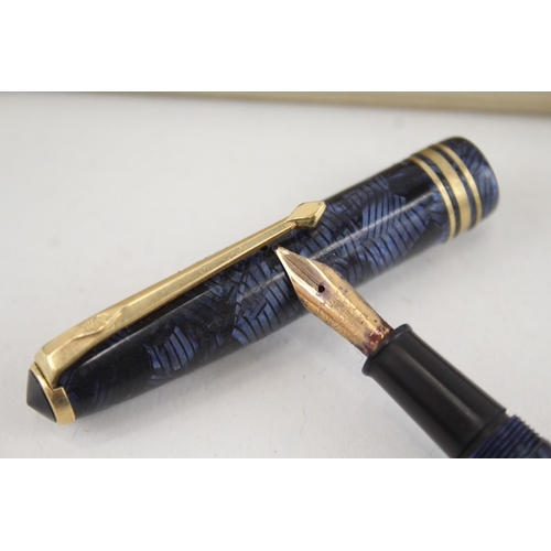 543 - Vintage Conway Stewart 73 Navy Fountain Pen w/ 14ct Gold Nib Writing Boxed