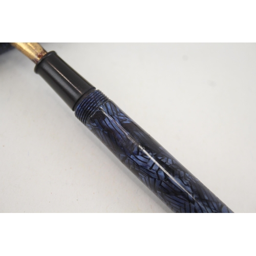 543 - Vintage Conway Stewart 73 Navy Fountain Pen w/ 14ct Gold Nib Writing Boxed