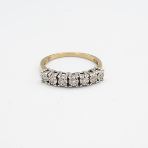 184 - 9ct gold vintage diamond half eternity ring (2.3g) Size  O