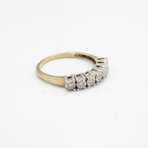 184 - 9ct gold vintage diamond half eternity ring (2.3g) Size  O