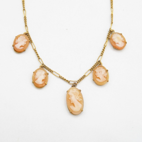 197 - 9ct gold vintage shell cameo necklace (3.8g)