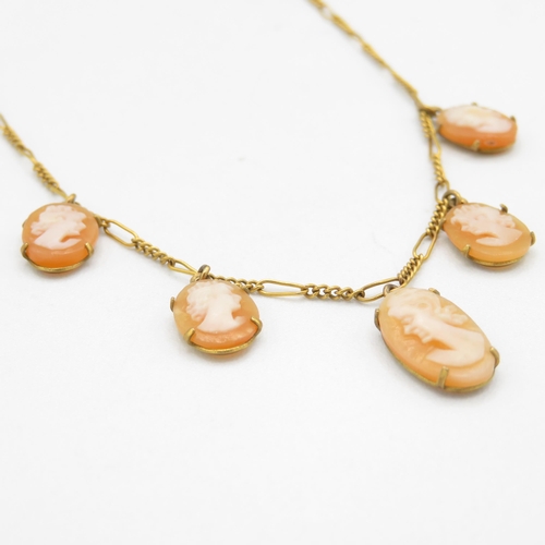 197 - 9ct gold vintage shell cameo necklace (3.8g)