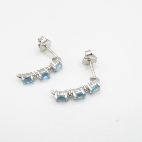 199 - 9ct gold blue topaz & diamond drop earrings (1.8g)