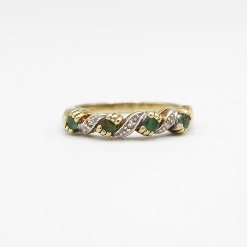 201 - 9ct gold tourmaline & diamond half eternity ring (2g) Size  K 1/2