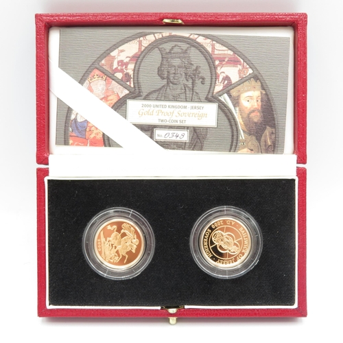 374 - United Kingdon 2000 Jesery Gold Proof Double Sovereign coin set boxed