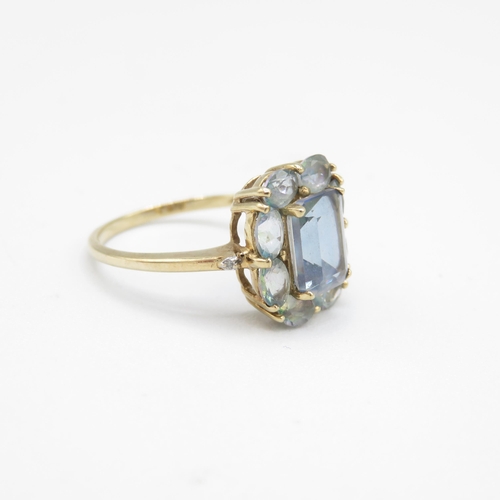 224 - 9ct gold vari-hue blue topaz cocktail ring, claw set (2.5g) Size  P 1/2