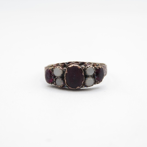 226 - 9ct gold antique amethyst paste & white paste ring (1.4g) AS SEEN - MISHAPEN Size  S