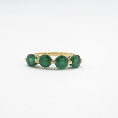 231 - 9ct gold emerald four stone ring (1.9g) Size  O