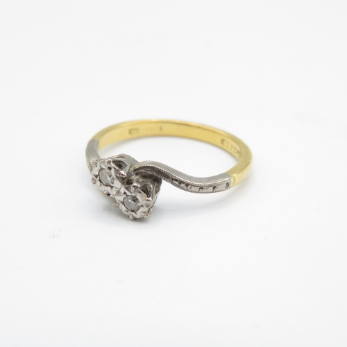 234 - 18ct gold & platinum vintage diamond toi et moi ring (2.3g) Size  L