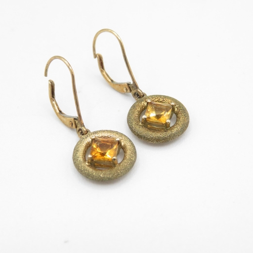 273 - 9ct gold vintage citrine drop earrings (2.2g)