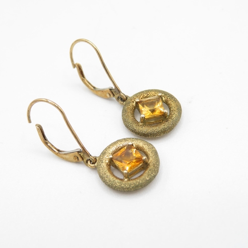 273 - 9ct gold vintage citrine drop earrings (2.2g)