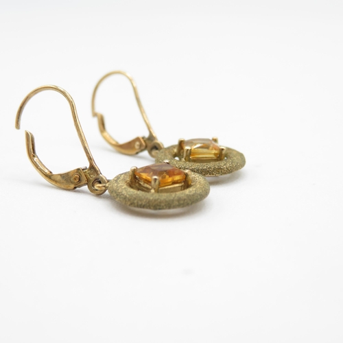 273 - 9ct gold vintage citrine drop earrings (2.2g)