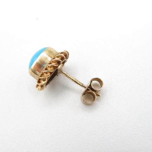 282 - 9ct gold turquoise stud earrings with scroll backs (1.6g)