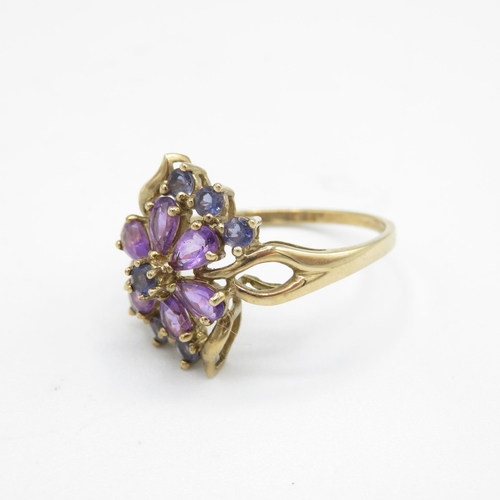 287 - 9ct gold amethyst & iolite dress ring (3.3g) Size  U 1/2