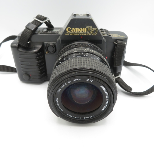 509 - Canon T70 SLR FILM CAMERA w/28-70mm F3.5-4.5 Lens WORKING