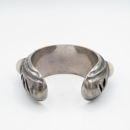 356 - Silver bangles with inlay (98.7g)