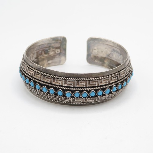 356 - Silver bangles with inlay (98.7g)