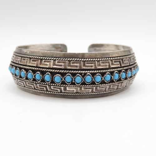 356 - Silver bangles with inlay (98.7g)