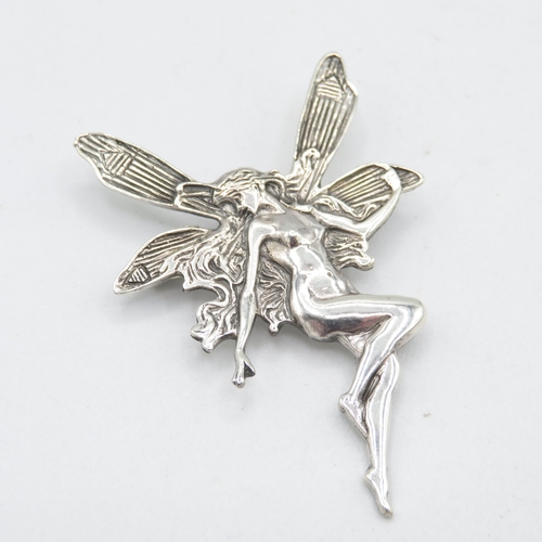 357 - 925 Sterling Silver HM Nymph Fairy brooch in perfect condition with tight fitting pin (7.5g)  60mm l... 