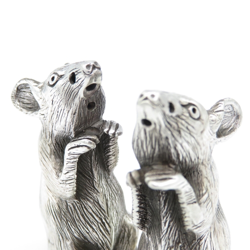 361 - HM Sterling Silver 925 Rat condiment set finely detailed design (82.4g total weight) 55mm high. In e... 