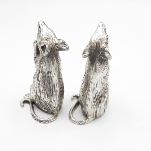 361 - HM Sterling Silver 925 Rat condiment set finely detailed design (82.4g total weight) 55mm high. In e... 