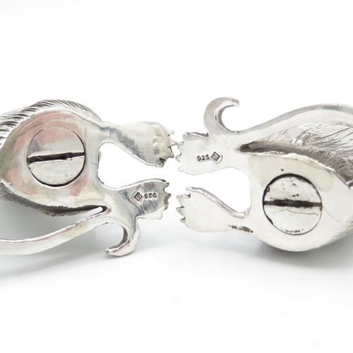 361 - HM Sterling Silver 925 Rat condiment set finely detailed design (82.4g total weight) 55mm high. In e... 