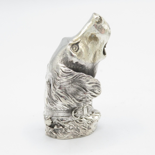 364 - HM 925 Sterling Silver Dog's Head Vesta with excellent detail and tight hinged lid. In excellent con... 