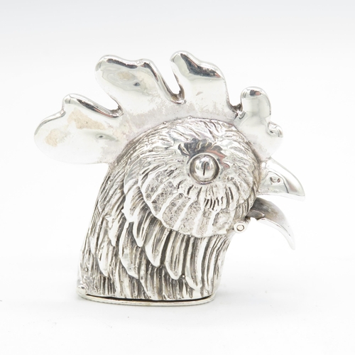 365 - 925 Sterling Silver HM articulated Cockerel Vesta with spring loaded lid in excellent condition - be... 