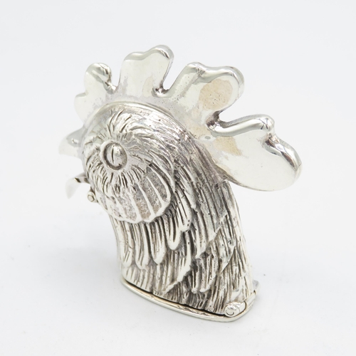 365 - 925 Sterling Silver HM articulated Cockerel Vesta with spring loaded lid in excellent condition - be... 