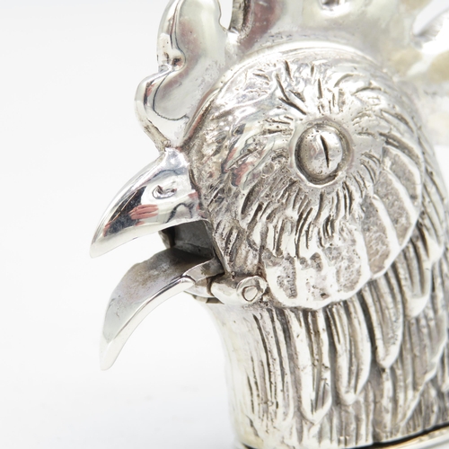 365 - 925 Sterling Silver HM articulated Cockerel Vesta with spring loaded lid in excellent condition - be... 