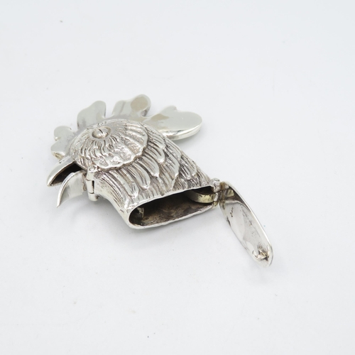 365 - 925 Sterling Silver HM articulated Cockerel Vesta with spring loaded lid in excellent condition - be... 