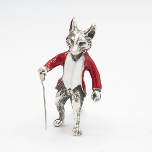 371 - 925 Sterling Silver HM Magnificent Mr. Fox silver and enamel character (12.6g)  35mm high in excelle... 