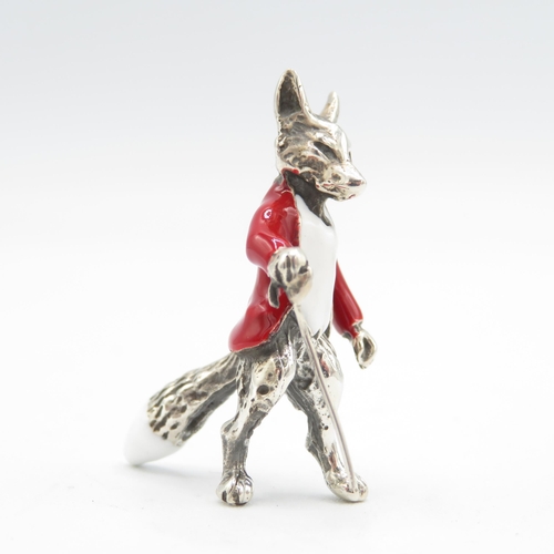 371 - 925 Sterling Silver HM Magnificent Mr. Fox silver and enamel character (12.6g)  35mm high in excelle... 