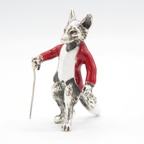 371 - 925 Sterling Silver HM Magnificent Mr. Fox silver and enamel character (12.6g)  35mm high in excelle... 