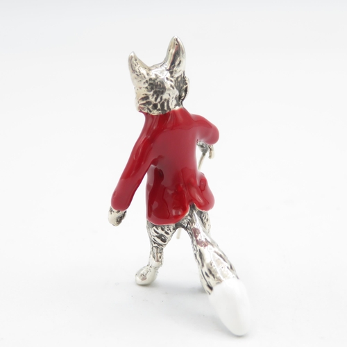 371 - 925 Sterling Silver HM Magnificent Mr. Fox silver and enamel character (12.6g)  35mm high in excelle... 