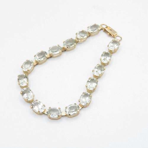 59 - 9ct gold blue quartz link bracelet (7.3g)