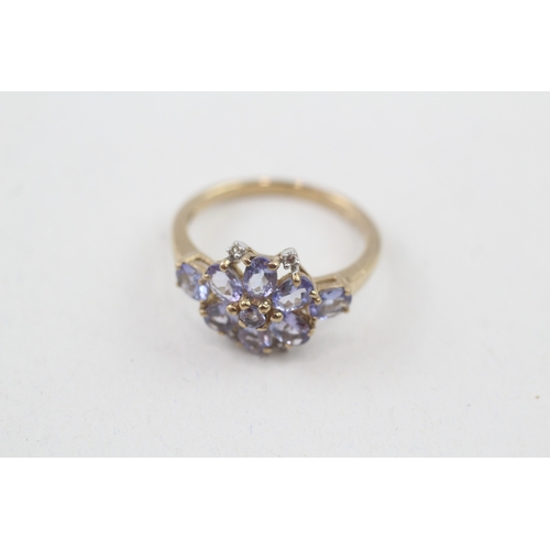 10 - 9ct gold tanzanite & diamond dress ring (2.1g) Size  L 1/2