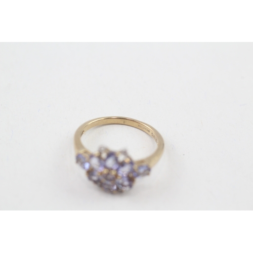 10 - 9ct gold tanzanite & diamond dress ring (2.1g) Size  L 1/2