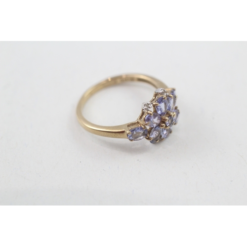 10 - 9ct gold tanzanite & diamond dress ring (2.1g) Size  L 1/2