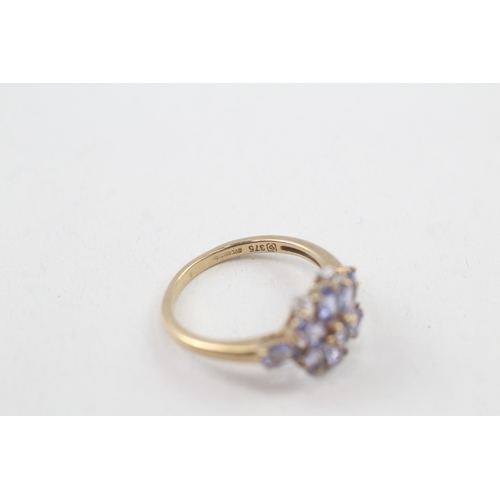 10 - 9ct gold tanzanite & diamond dress ring (2.1g) Size  L 1/2