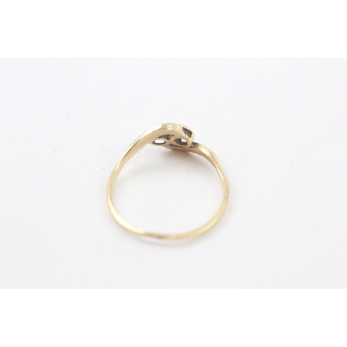 108 - 18ct gold platinum topped illusion set diamond bypass ring (2g) AS SEEN - MISHAPEN. Size  P