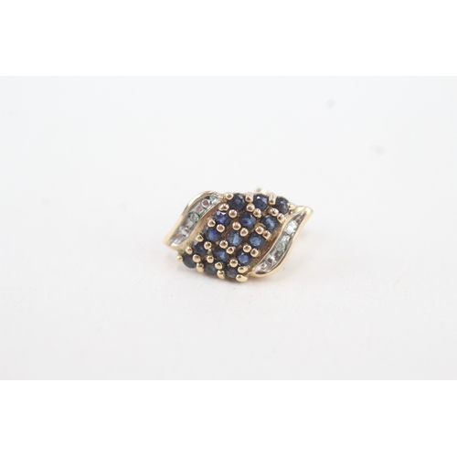 118 - 9ct gold diamond and sapphire set cluster stud earrings (2.8g)